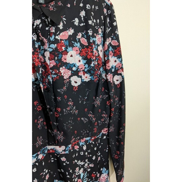 Julia Jordan Shirt Dress Long Sleeve Collared Shark Bite Button Front Floral 14 - Picture 7 of 11